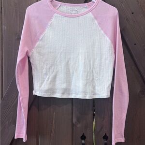 PacSun White Body Pink Raglan Long Sleeve Tee